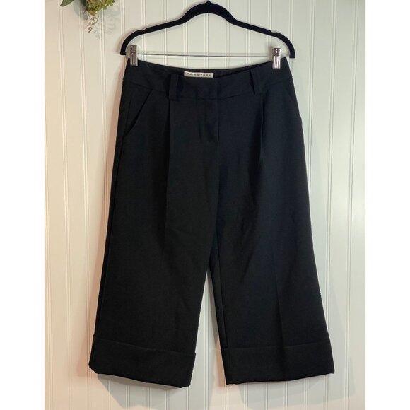Trina Turk Womens Black Wide-Leg Cropped Pants Size 4 Polyester-Viscose Blend